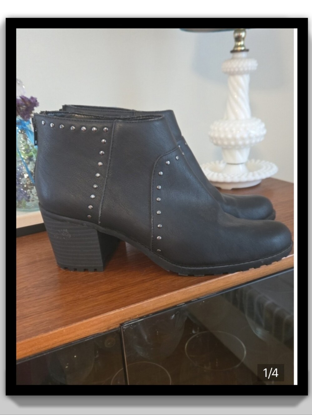 A2 By Aerosoles Black Ankle Boot with Silver Studs Size 9